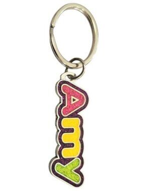 SWIBCO NW0T Colorful Galaxy Keychain Silver Metal Personalized Name AMY